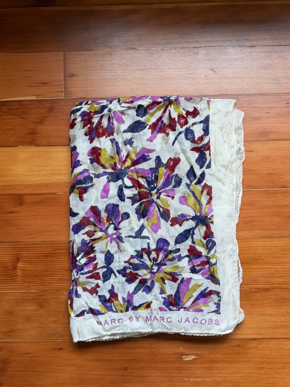 Marc by Marc Jacobs Purple Multi Floral Print Scarf - Picture 2 of 11